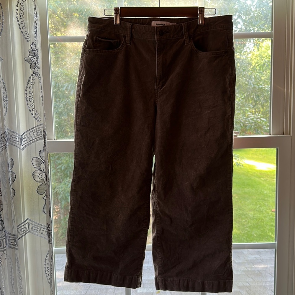 Super cute low waisted and wide legged brown corduroy pants! 🦇
